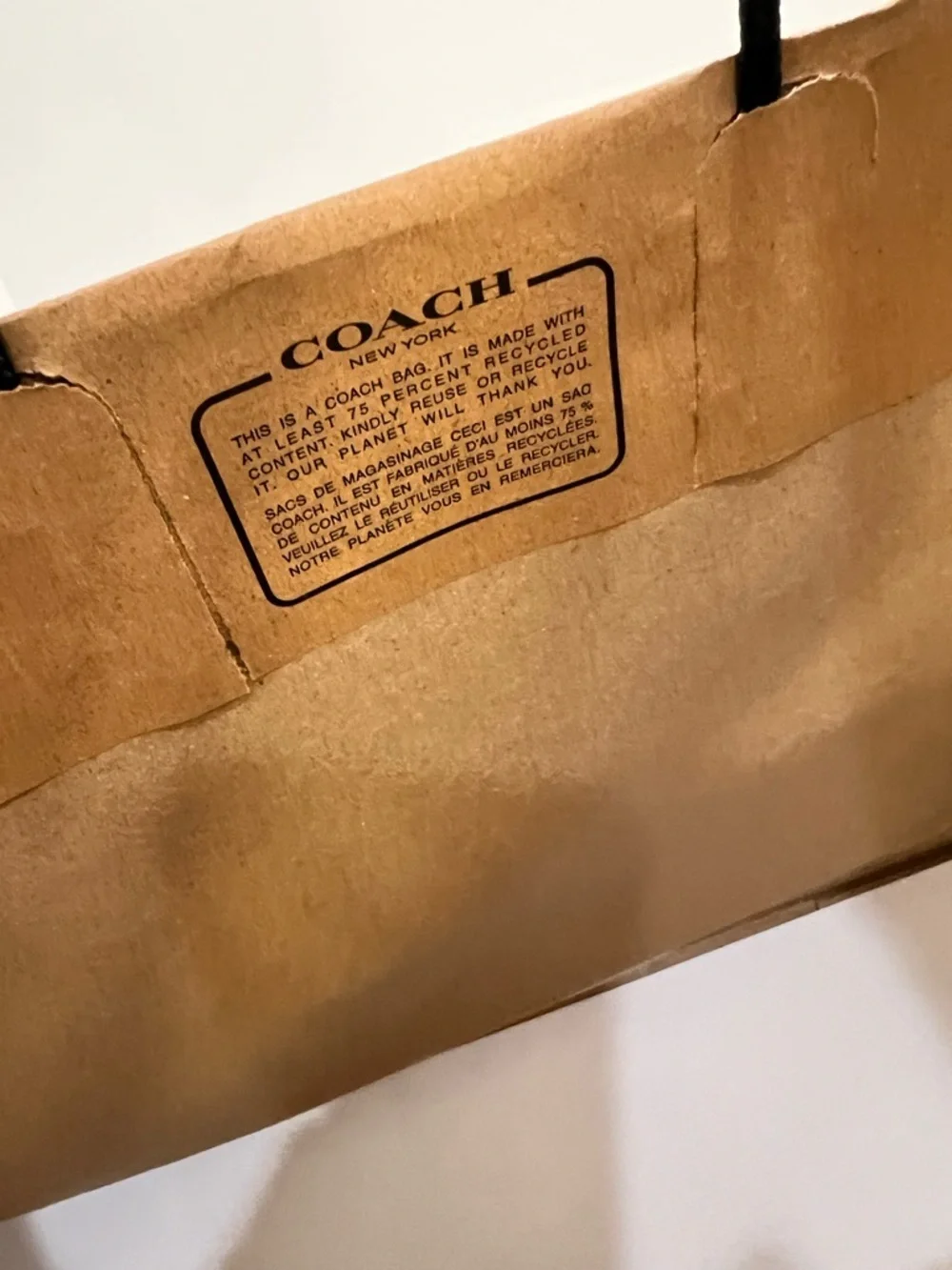 Coach Tan Shopping Bag with Black Logo & Handles médium sized